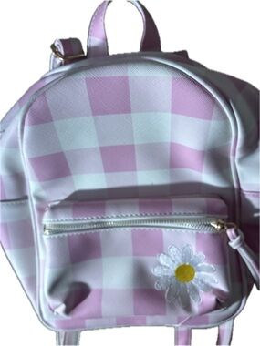 Under One Sky Pink and White Gingham Kids Mini Backpack with Daisy